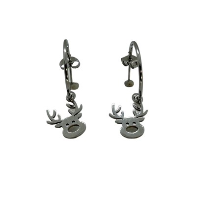 earrings steel silver hoop with deer1